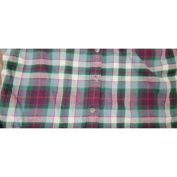 Eddie Bauer Button Down Flannel Women's S Petie Plaid Purple & Green 100% Cotton - Picture 6 of 15